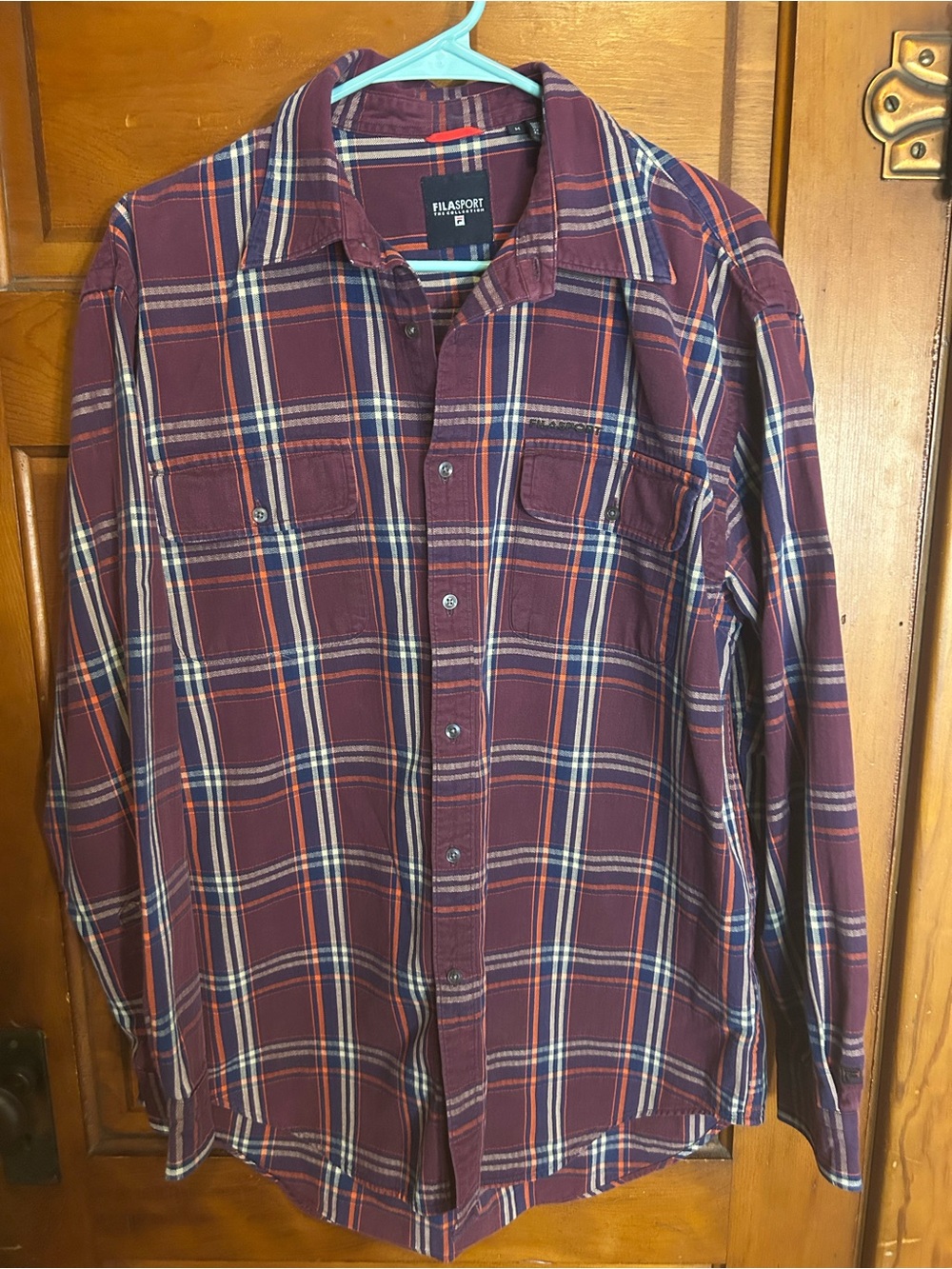 Fila Sport Men's Burgundy Plaid Button-Up Shirt